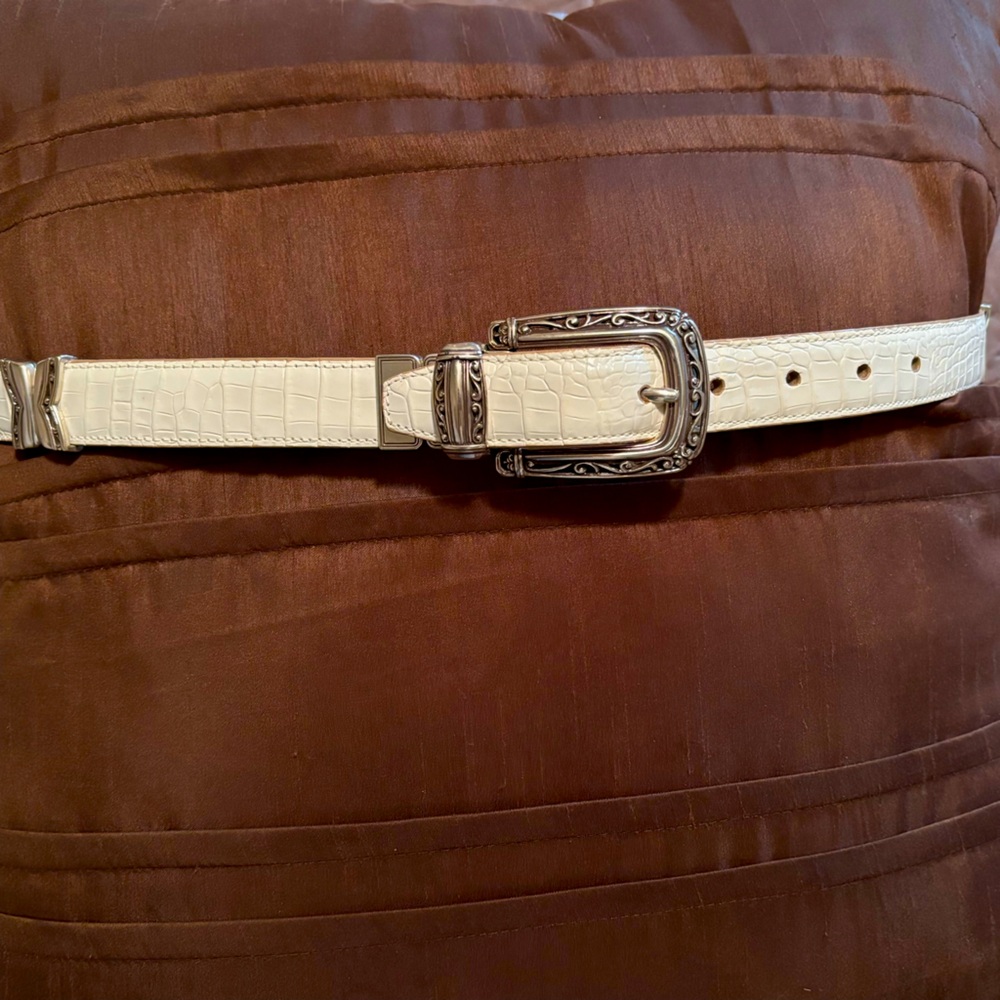 Reversible Brighton belt (L) white & tan